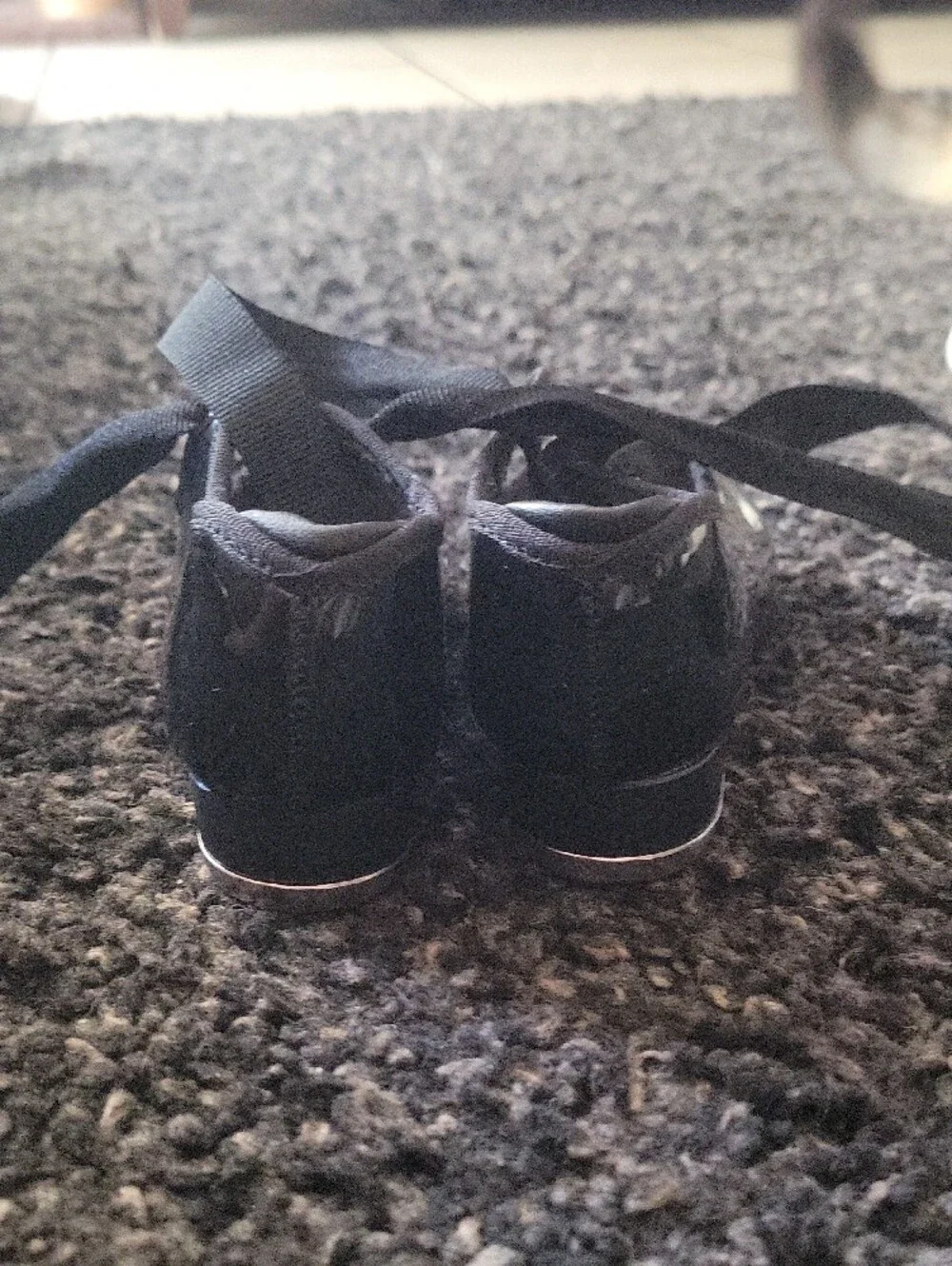 Capezio Black Patent Mary Jane Flats with Ribbon Tie